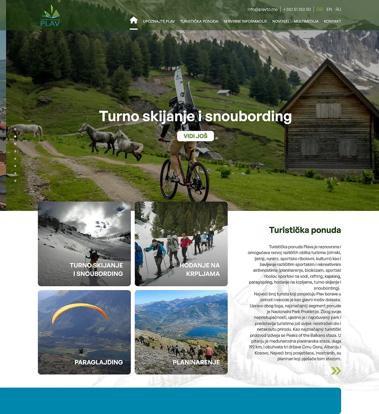 Startseite — die Website von Turistička organizacija Plav