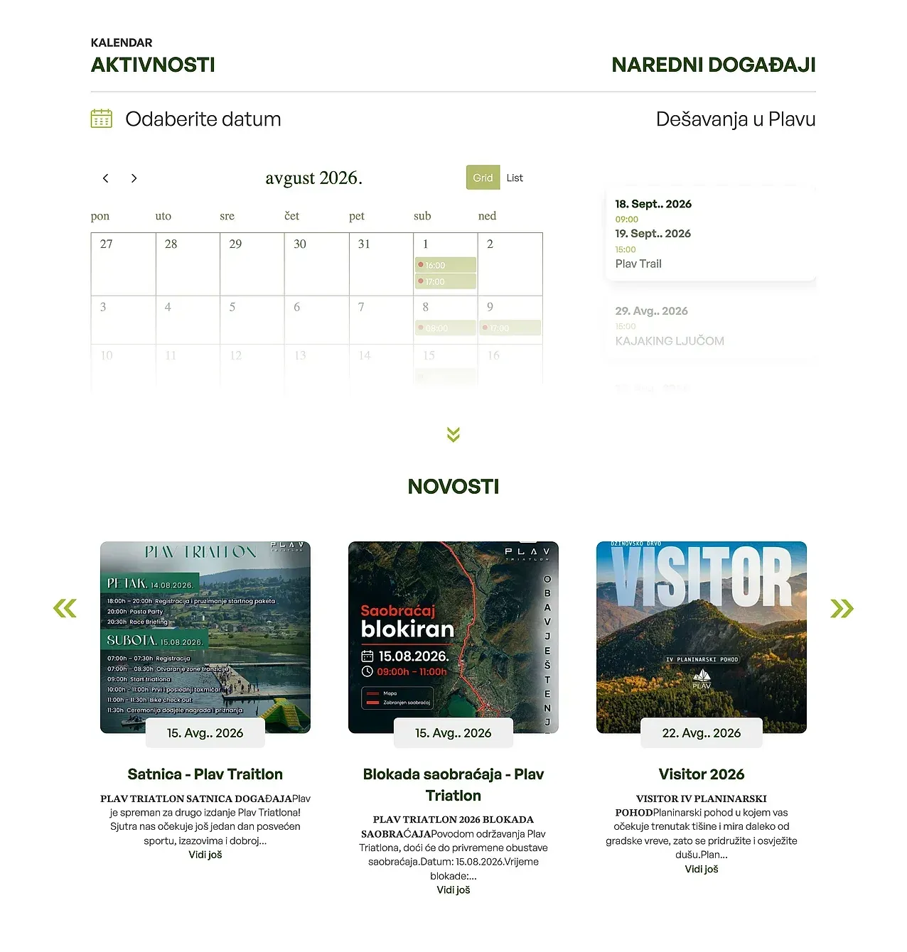 Startseite — die Website von Turistička organizacija Plav