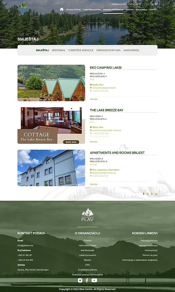 SERVISNE INFORMACIJE und Neuigkeiten — die Website von Turistička organizacija Plav
