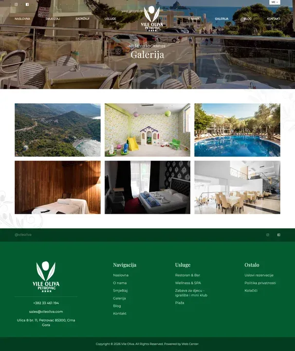 Contact and Restaurant and bar — the Vile Oliva site