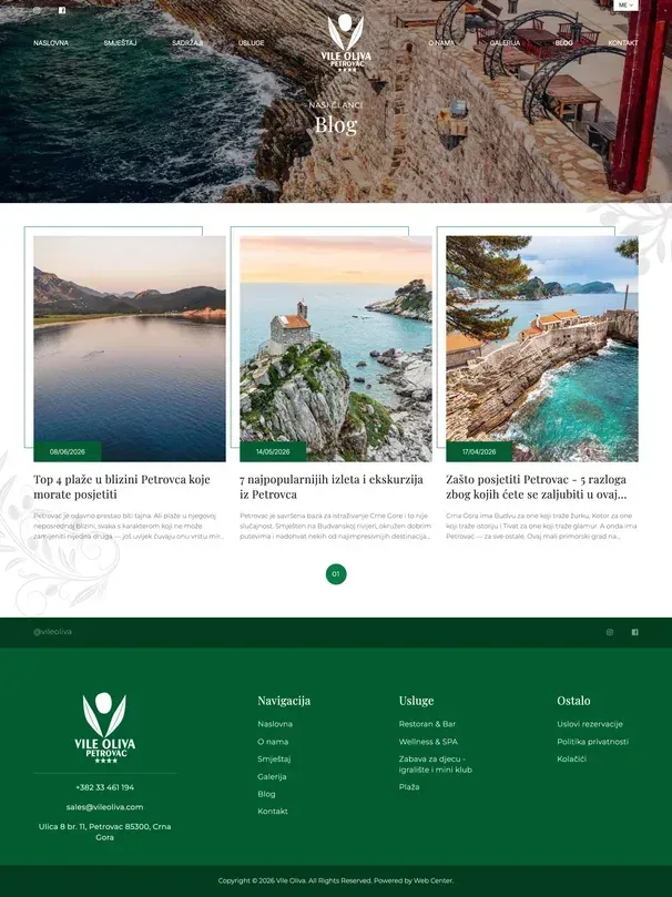 Contact and Restaurant and bar — the Vile Oliva site