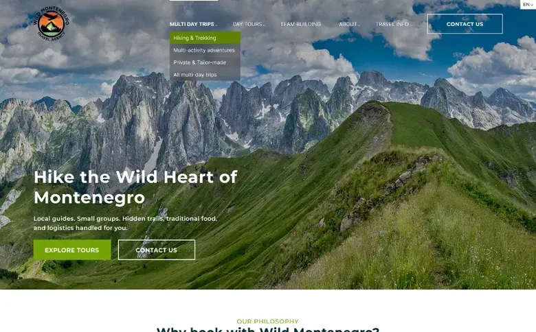 Home page of the Wild Montenegro website