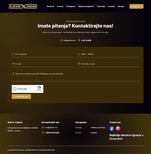 About us and Contact — the Zlatnik Automat Klubovi site