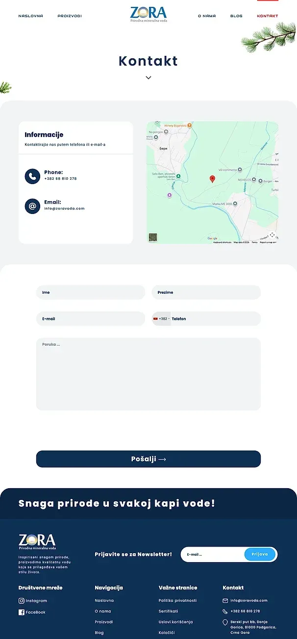 Blog und Kontakt — die Website von Zora voda